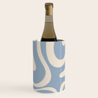 Modern Retro Liquid Swirl Abstract Pattern Square in Muted Light Blue and Cream Beige Wine Chiller Gallery Image 3