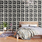 Mid Century Modern Minimalist Abstract Art Brush Strokes Black & White Ink Art Shapes Wallpaper Gallery Image 3