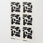 Mid Century Modern Minimalist Abstract Art Brush Strokes Black & White Ink Art Shapes Wallpaper Gallery Image 2