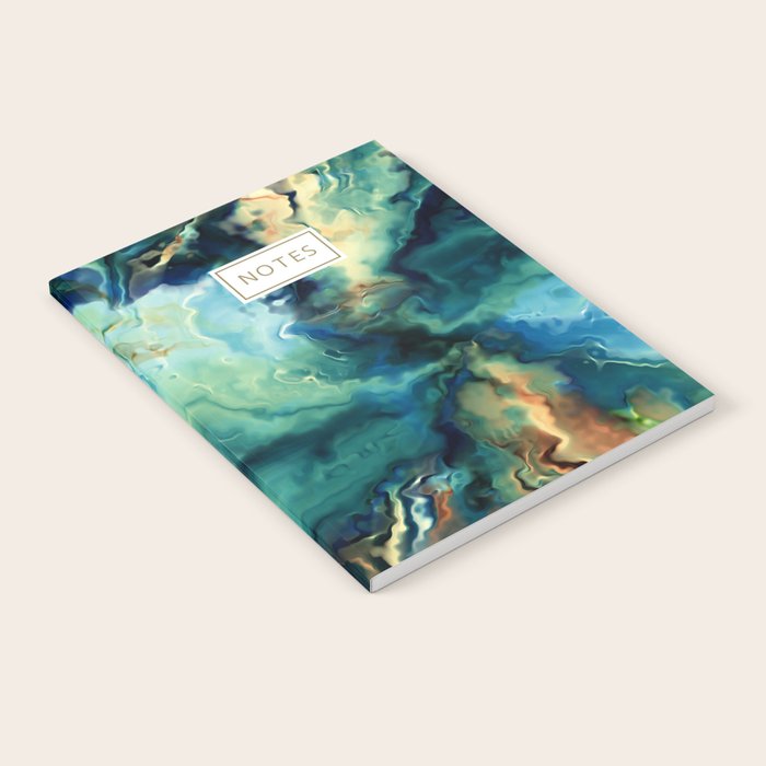 Marbled Ocean Abstract, Navy, Blue, Teal, Green Notebook Gallery Image 1