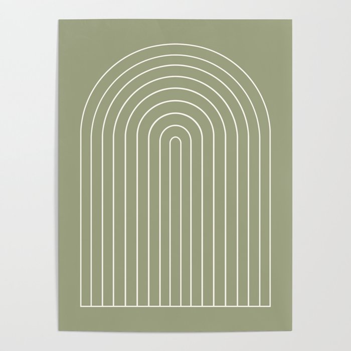 Minimal Arch LIII Earthy Sage Green Modern Geometric Lines Poster Gallery Image 4