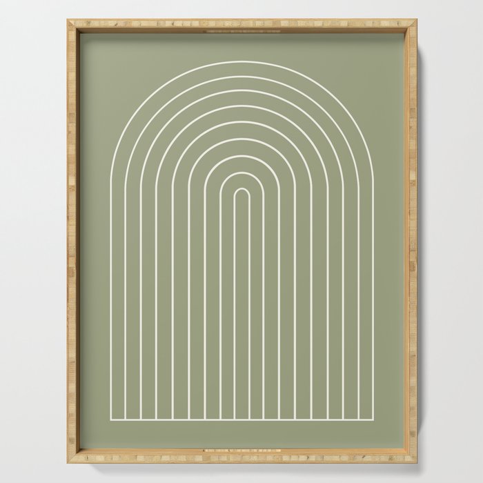 Minimal Arch LIII Earthy Sage Green Modern Geometric Lines Serving Tray Gallery Image 1