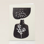 Mid Century Minimalist Black Ink Tribal Vase Abstract Vase Shapes Floral Plant Stationery Card Gallery Image 2