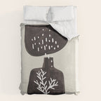 Mid Century Minimalist Black Ink Tribal Vase Abstract Vase Shapes Floral Plant Duvet Cover Gallery Image 6