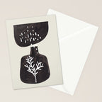 Mid Century Minimalist Black Ink Tribal Vase Abstract Vase Shapes Floral Plant Stationery Card Gallery Image 2
