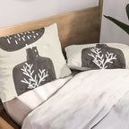 Mid Century Minimalist Black Ink Tribal Vase Abstract Vase Shapes Floral Plant Pillow Sham Gallery Image 2