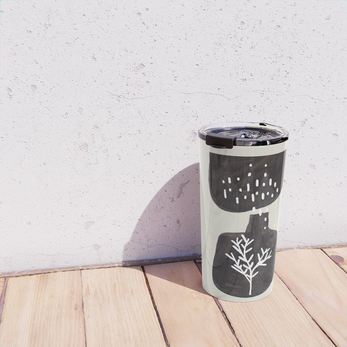 Mid Century Minimalist Black Ink Tribal Vase Abstract Vase Shapes Floral Plant Travel Mug Gallery Image 4