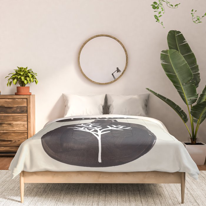 Mid Century Minimalist Black Ink Tribal Vase Abstract Vase Shapes Floral Plant Comforter Gallery Image 3