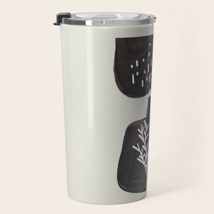 Mid Century Minimalist Black Ink Tribal Vase Abstract Vase Shapes Floral Plant Travel Mug Gallery Image 3