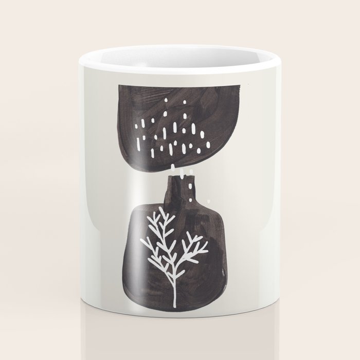 Mid Century Minimalist Black Ink Tribal Vase Abstract Vase Shapes Floral Plant Coffee Mug Gallery Image 4