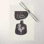 Mid Century Minimalist Black Ink Tribal Vase Abstract Vase Shapes Floral Plant Wrapping Paper Gallery Image 1