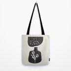 Mid Century Minimalist Black Ink Tribal Vase Abstract Vase Shapes Floral Plant Tote Bag Gallery Image 2