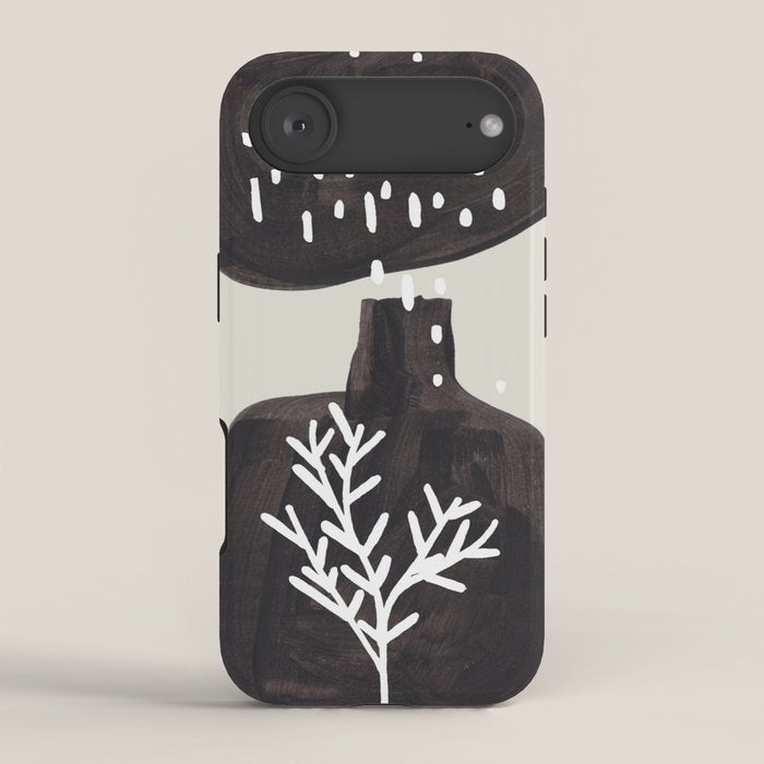 Mid Century Minimalist Black Ink Tribal Vase Abstract Vase Shapes Floral Plant iPhone Case Gallery Image 2