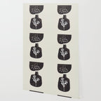 Mid Century Minimalist Black Ink Tribal Vase Abstract Vase Shapes Floral Plant Wallpaper Gallery Image 2