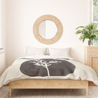 Mid Century Minimalist Black Ink Tribal Vase Abstract Vase Shapes Floral Plant Duvet Cover Gallery Image 3