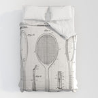Tennis Racket Patent - Tennis Lover Coach Player Fan Art - White Comforter Gallery Image 6