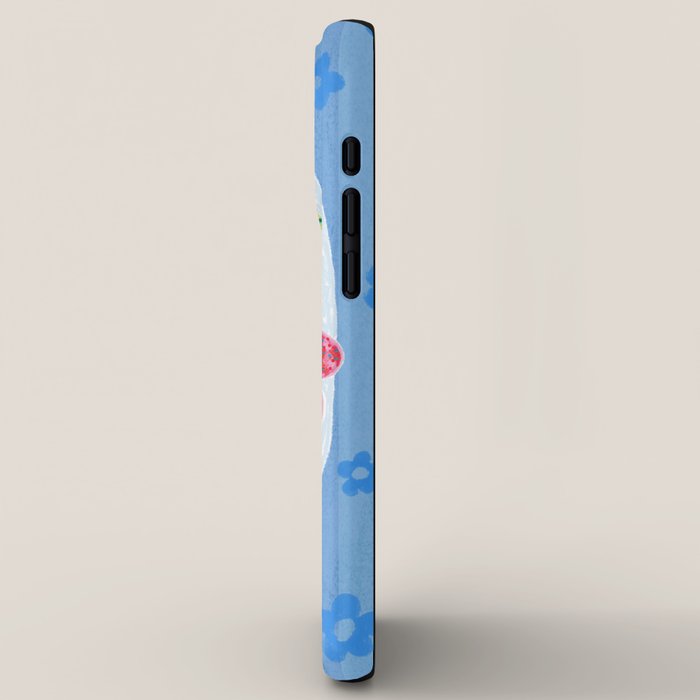 Sweet Strawberry Plant Friends in Sky Blue & Pink iPhone Case Gallery Image 2