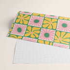 Retro checkered flower art pattern Wrapping Paper Gallery Image 2