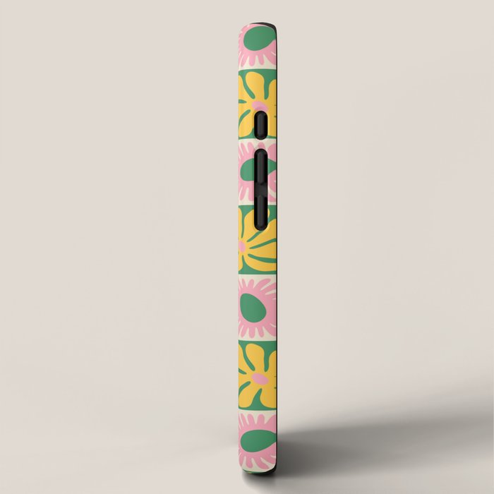 Retro checkered flower art pattern iPhone Case Gallery Image 2