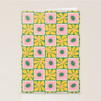 Retro checkered flower art pattern Stationery Card Gallery Image 2