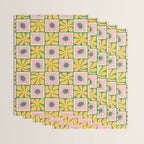 Retro checkered flower art pattern Wrapping Paper Gallery Image 3