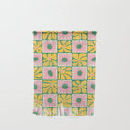 Retro checkered flower art pattern Wall Hanging Gallery Image 1