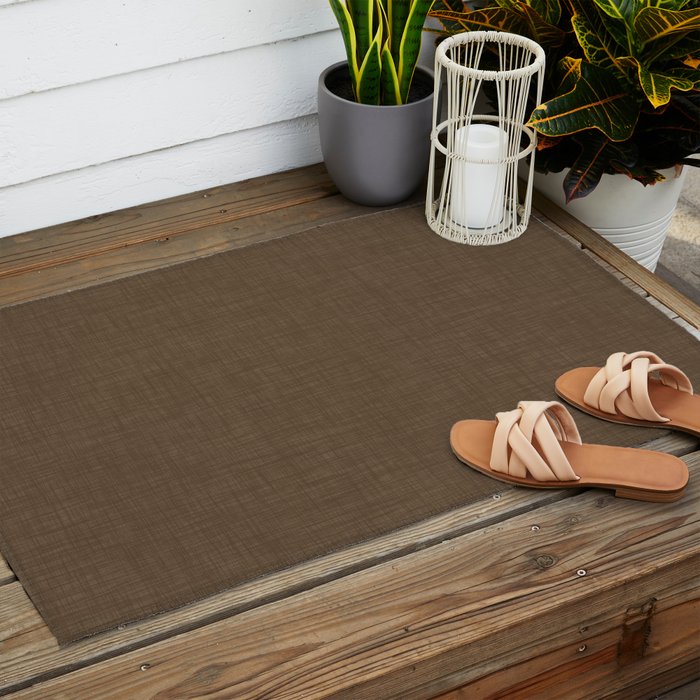 Cozy Linen Effect in Coffee Liqueur Brown Outdoor Rug Gallery Image 2