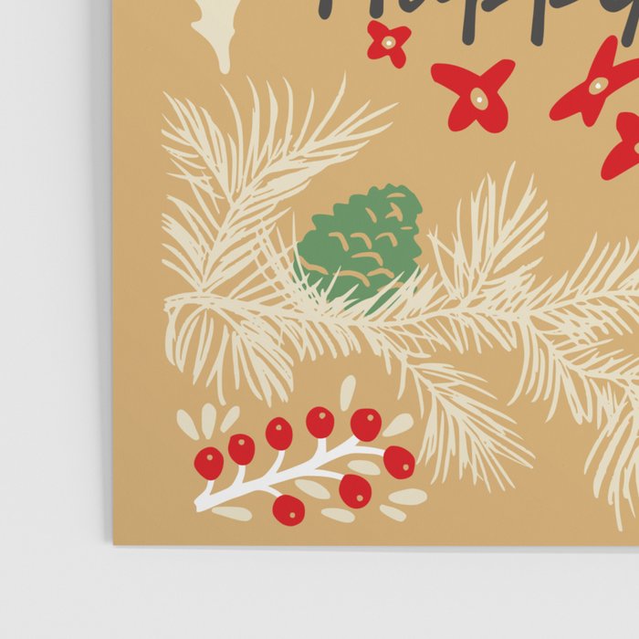 happy holidays christmas greetings - folk art illustration Poster Gallery Image 3
