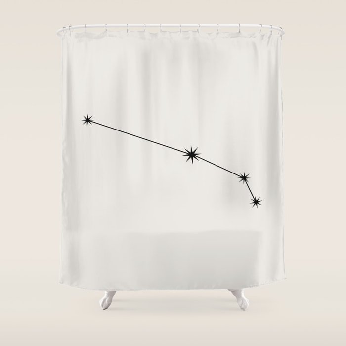 Aries Zodiac Star Constellation Line Art White Shower Curtain Gallery Image 1