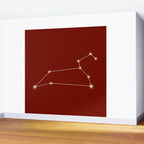 Leo Zodiac Star Constellation Line Art Ruby Red Wall Mural Gallery Image 2