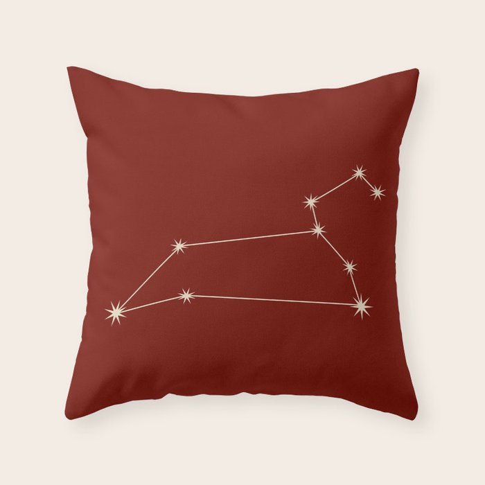 Leo Zodiac Star Constellation Line Art Ruby Red Throw Pillow Gallery Image 6