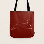 Leo Zodiac Star Constellation Line Art Ruby Red Tote Bag Gallery Image 1