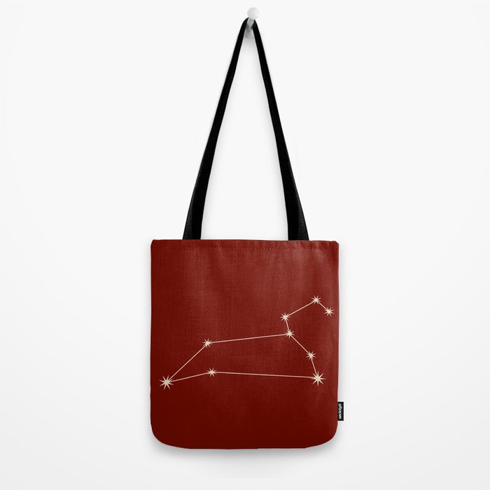 Leo Zodiac Star Constellation Line Art Ruby Red Tote Bag Gallery Image 2