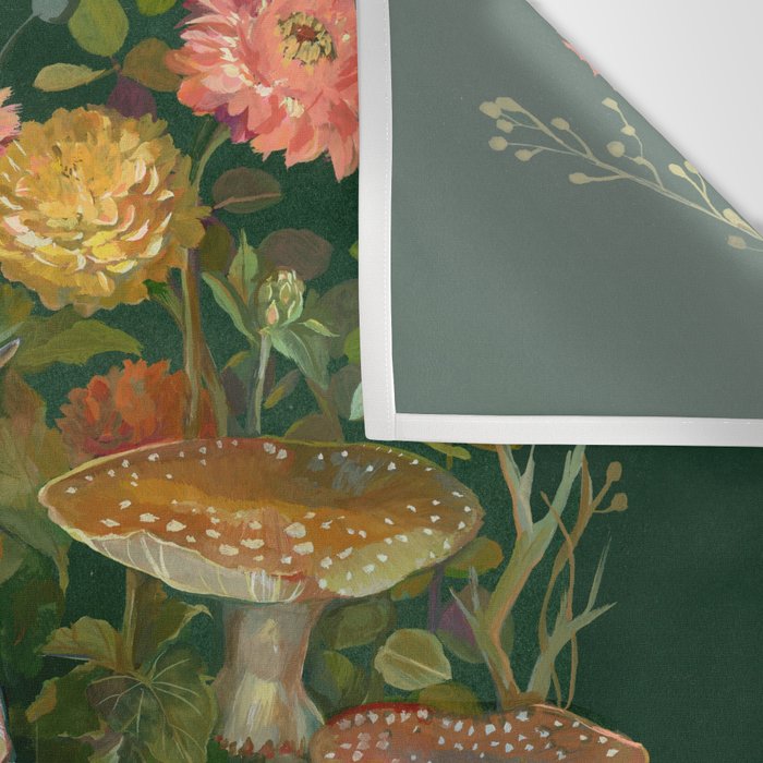 Zinnia Mushroom Garden Wall Tapestry Gallery Image 3