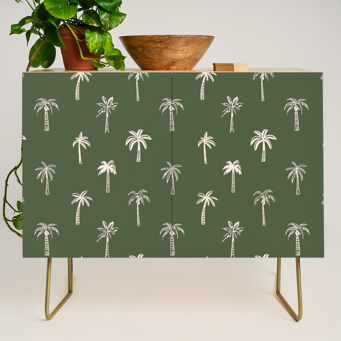 Vintage palm tree beach doodle pattern Credenza Gallery Image 1