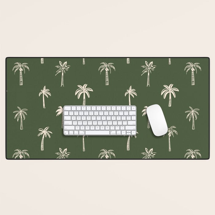 Vintage palm tree beach doodle pattern Desk Mat Gallery Image 1