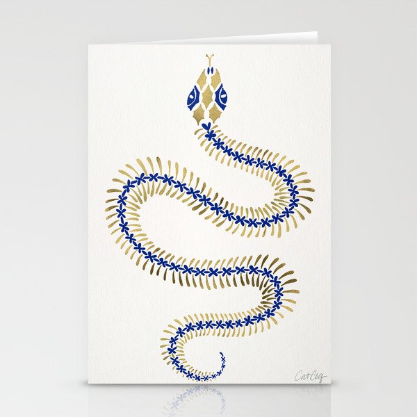 Snake Skeleton - Navy & Gold Palette Stationery Card Gallery Image 2