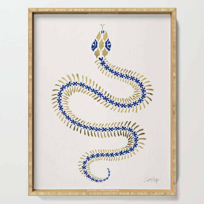 Snake Skeleton - Navy & Gold Palette Serving Tray Gallery Image 1