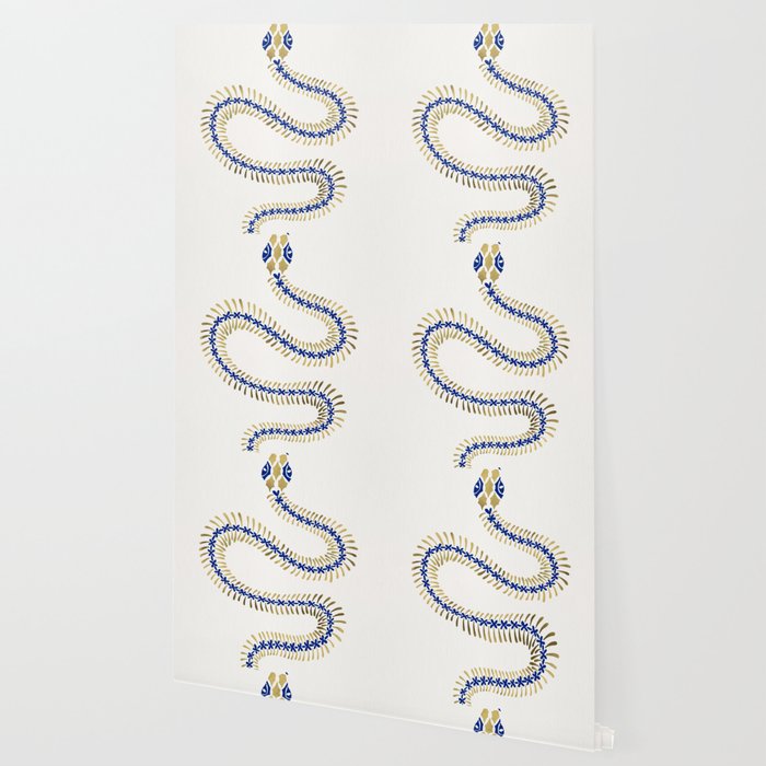 Snake Skeleton - Navy & Gold Palette Wallpaper Gallery Image 2