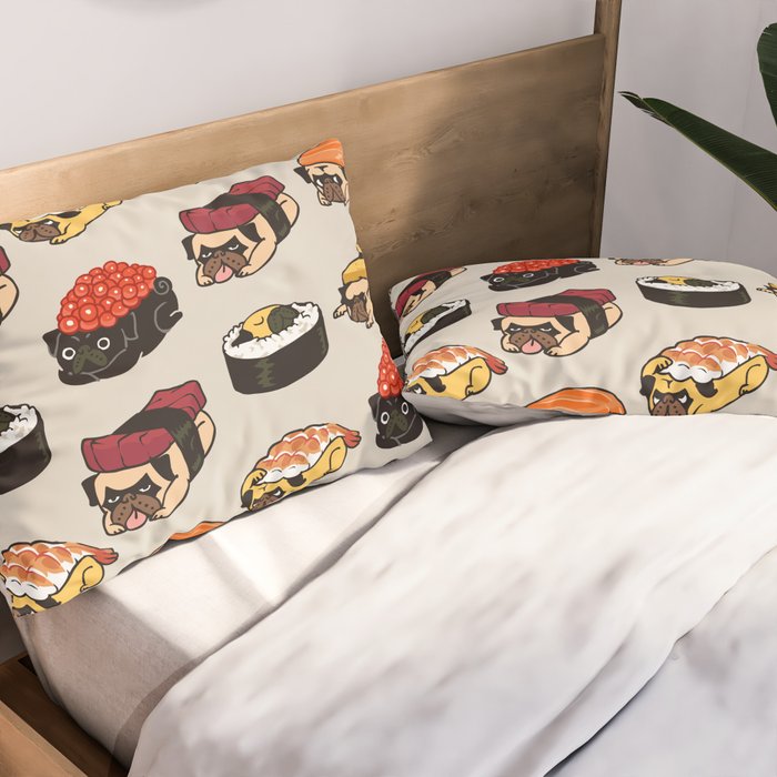 Sushi Pug Pillow Sham Gallery Image 2