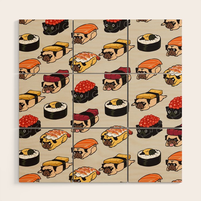 Sushi Pug Wood Wall Art Gallery Image 1