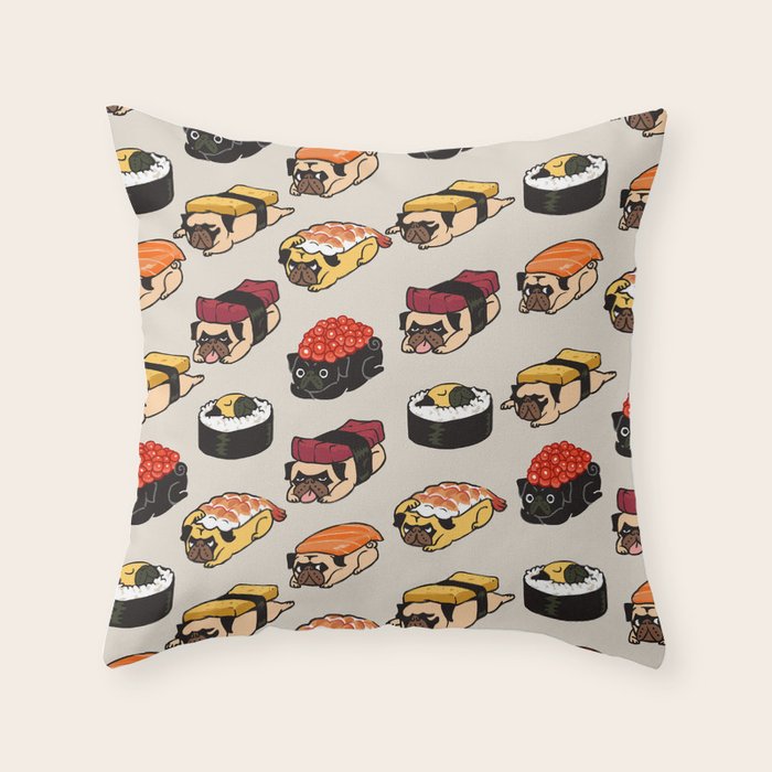 Sushi Pug Throw Pillow Gallery Image 6