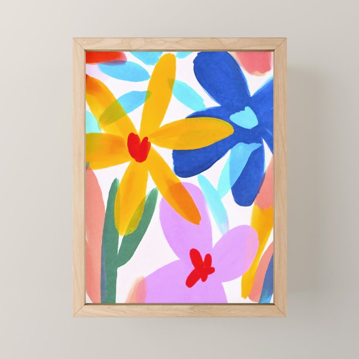 Playful Petals Mid Century Bold Groovy Flower Garden  Mini Art Print Gallery Image 1