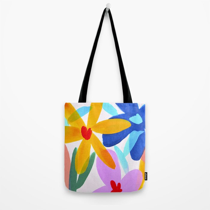 Playful Petals Mid Century Bold Groovy Flower Garden  Tote Bag Gallery Image 2
