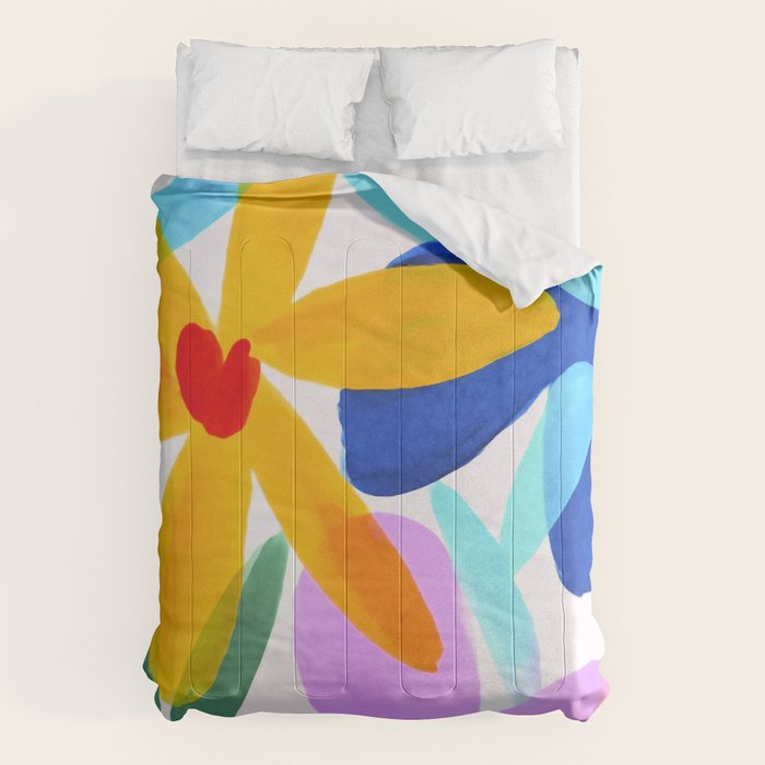 Playful Petals Mid Century Bold Groovy Flower Garden  Comforter Gallery Image 6