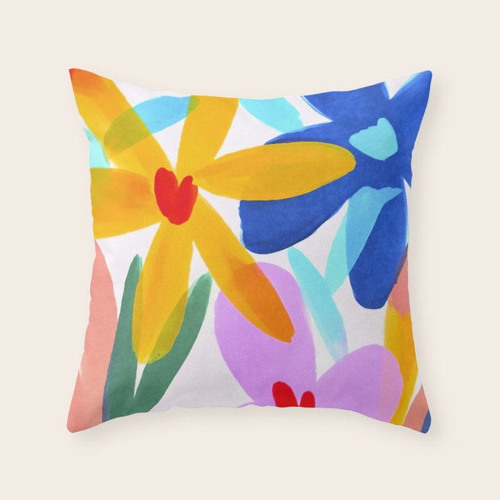 Playful Petals Mid Century Bold Groovy Flower Garden  Throw Pillow Gallery Image 6