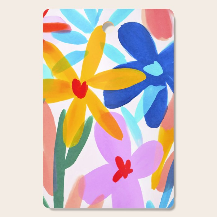 Playful Petals Mid Century Bold Groovy Flower Garden  Cutting Board Gallery Image 1