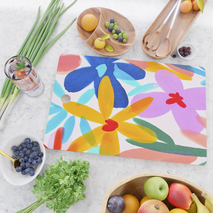 Playful Petals Mid Century Bold Groovy Flower Garden  Cutting Board Gallery Image 2