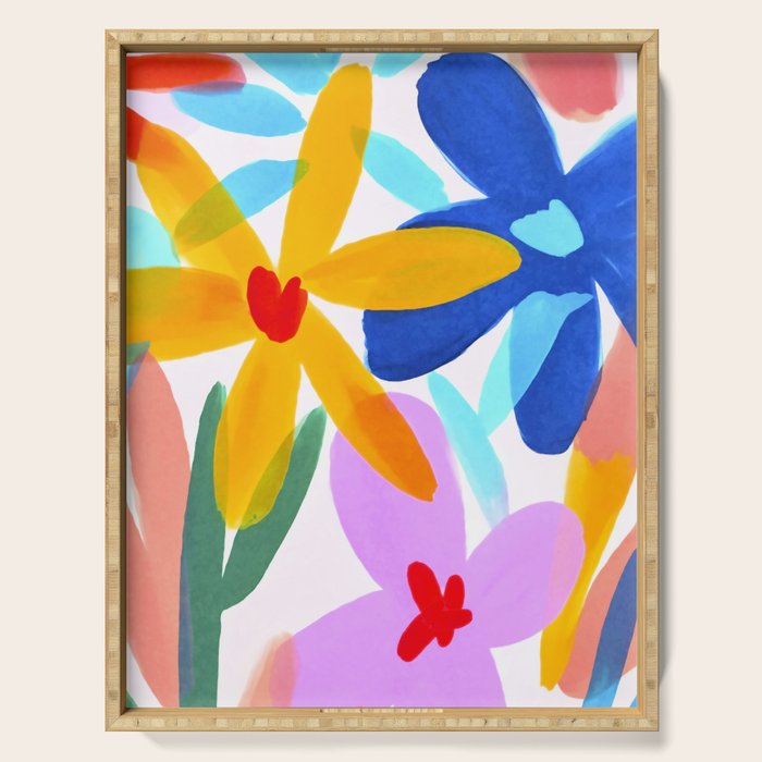 Playful Petals Mid Century Bold Groovy Flower Garden  Serving Tray Gallery Image 1