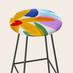 Playful Petals Mid Century Bold Groovy Flower Garden  Stool Gallery Image 2